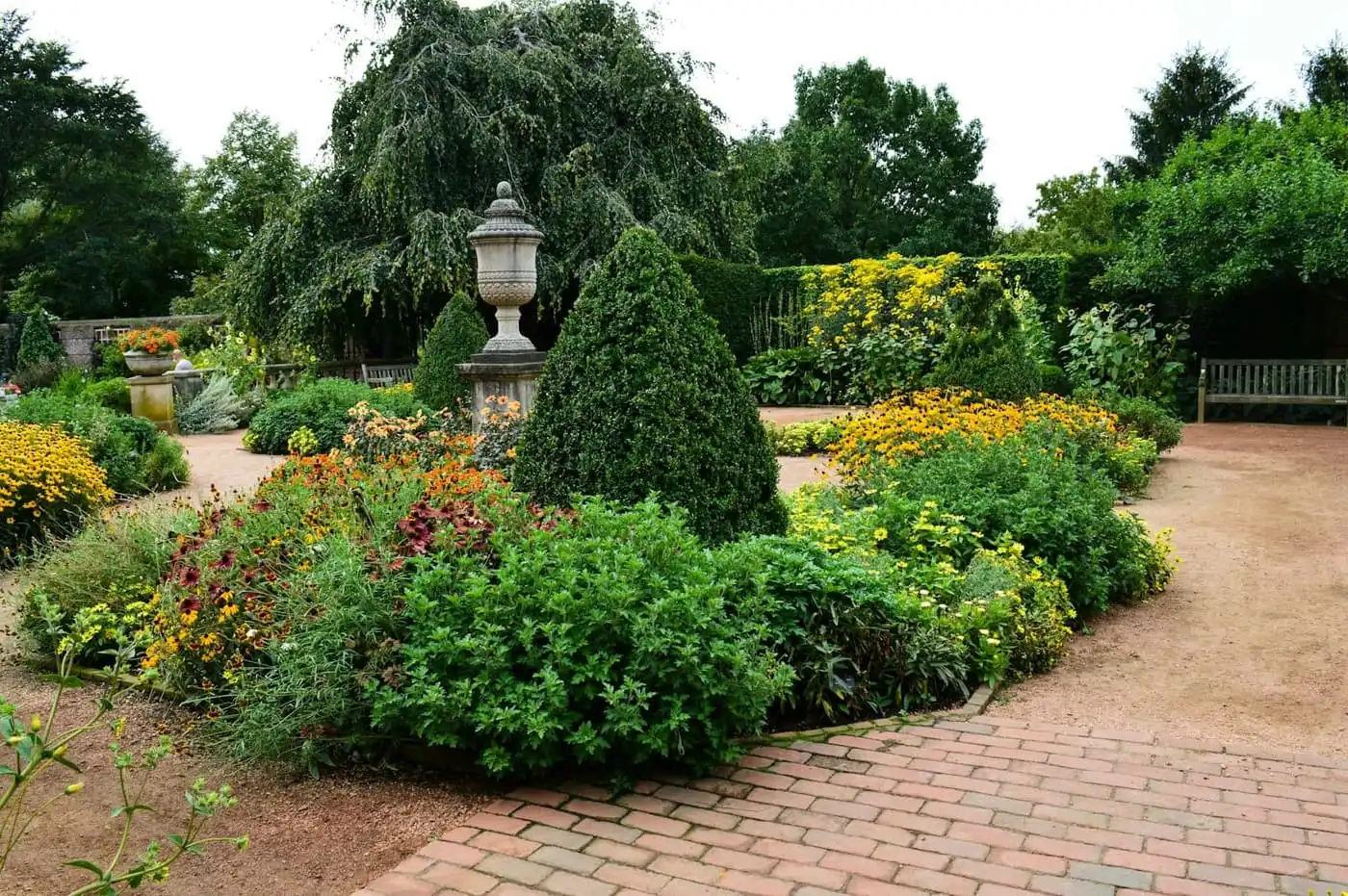 Formal garden with clipped hedging and symmetrical beds